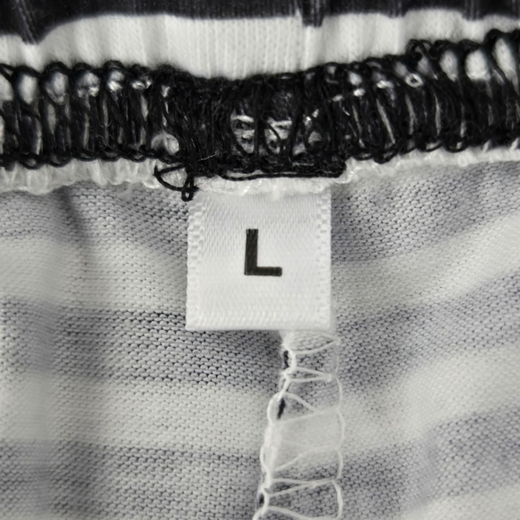 Fashion Casual Drawstring Elastic Waist Womens Stripe Wide Leg Pants. Bl… - Picture 8 of 9